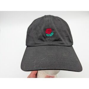 The Hundreds Rose Dad Hat Black Adjustable Strapback Baseball Cap Rose Logo